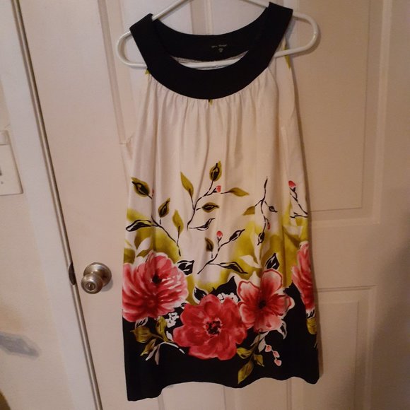 Blue Sage Sleeveless Dress Size 12. Black and cream with flowers - Picture 1 of 3